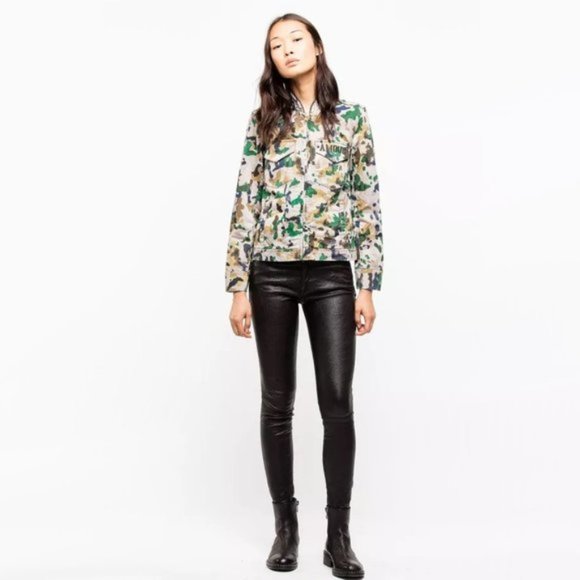 NWT Zadig & Voltaire camo print cotton bomber jacket, L - Picture 1 of 7